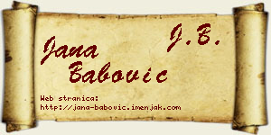 Jana Babović vizit kartica